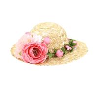 Generic Flower Shape Dog Woven Straw Hat Comfortable Fit for Small Pets Birthday Celebrations