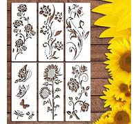 Generic Flower Stencils for Painting, 2024 Giant Reusable Floral Stencil, D-IY Decoration for Wood Walls & Garden Fence