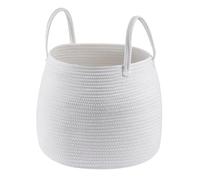 Generic Foldable Cotton Rope Laundry Basket - Large Collapsible Storage Hamper with Handles - Multi-Purpose Basket for Blankets, Toys, Towels - Neutral Home Decor for Bedroom, Living Room (White)