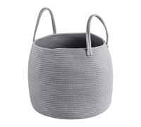 Generic Foldable Cotton Rope Laundry Basket - Large Collapsible Storage Hamper with Handles - Multi-Purpose Basket for Blankets, Toys, Towels - Neutral Home Decor for Bedroom, Living Room (Grey)