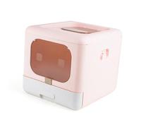 Generic Foldable Enclosed Cat Litter Box with Scoop and 2 Way Door Design for Feline Friends (Pink)