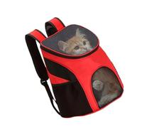 Generic Foldable Pet Backpack with Carry Handle, Breathable Cat Travel Carrier, Made of Crepe De Chine Material (Red)