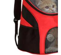 Generic Foldable Pet Backpack with Carry Handle, Breathable Cat Travel Carrier, Made of Crepe De Chine Material (Red)