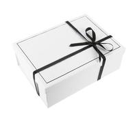 Generic Foldable White Cardboard Box with Lid and Ribbon Reusable Elegant Present Packaging for Birthdays Weddings Christmas Valentine's Day Space-saving Party Keepsake Box