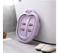 Generic Folding Foot Tub, Portable Foot Soaking Bath Basin, Massage Rollers Tub with 4 Rollers & Side Handle, Ideal for Home Travel Camping Small Bathrooms PP PET (Purple)