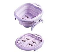 Generic Folding Foot Tub, Portable Foot Soaking Bath Basin, Massage Rollers Tub with 4 Rollers & Side Handle, Ideal for Home Travel Camping Small Bathrooms PP PET (Pink)