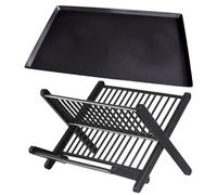 Generic Folding Kitchen Dish Drying Rack with Drip Tray Large Capacity Black Collapsible Plate and Bowl Drainer for Countertop Storage