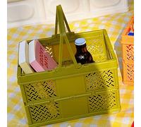 Generic Folding Picnic Basket, Stylish and Portable, Collapsible Design for Outdoor Use, Safe Plastic Material, 1 Unit (Olive Green)