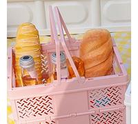 Generic Folding Picnic Basket, Stylish and Portable, Collapsible Design for Outdoor Use, Safe Plastic Material, 1 Unit (Pink)