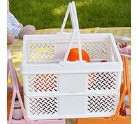 Generic Folding Picnic Basket, Stylish and Portable, Collapsible Design for Outdoor Use, Safe Plastic Material, 1 Unit (Milk White)