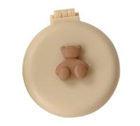 Generic Folding Travel Mirror Hair Brush Compact and Lightweight for Easy Styling on the Go Mini Pocket Comb for Women Girls Cream Yellow Bear