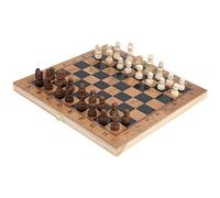 Generic Folding Wooden Chess Checkers Board Game Set Educational Toy for All Ages Portable 3 in 1 Chess Set for Travelers