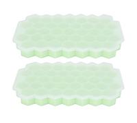 Generic Food Grade Silicone Ice Cubes Mold, 37 Grids Ice Trays with Lid, Stylish Beehive Design, Green Color, Stackable in Refrigerator, for Making