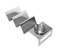 Generic Food Grade Stainless Steel Taco Shell Holder Unique Design for Family Parties or Restaurant Use with Dipping Bowl (3 Slot)