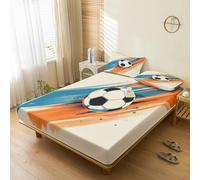 Generic Football Fitted Sheet Single Bed, with 1 Pillowcase - Soccer Bed Sheets & Bedroom Decor & Gift, 30 cm Deep Pocket, Soft Brushed Microfiber Bedding - SWJ1214