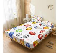 Generic Football Fitted Sheet Single Bed, with 1 Pillowcase - Soccer Sports Games Bed Sheets & Bedroom Decor & Gift, 30 cm Deep Pocket, Soft Brushed Microfiber Bedding - SWJ1194