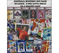 Generic Football Mystery Hot Pack - 30 Cards - 2 Hits or Graded Guaranteed - #'ed, Relic, Auto, PSA or BGS 8+, 10 Rookies/Inserts, Color, Parallel, SP or Top Player