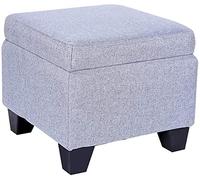 Generic Footstools,Ottoman Chair Stool,Multifunction Storage Box Upholstered Footstool Linen Square Pouffe Ottoman/Grey/40 * 40 * 40Cm