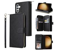 Generic for Samsung Galaxy S24 Plus Wallet Case, 9 Card Slots 1 Premium Zipper Wallet with Wrist Strap, Flip Leather Kickstand Phone Case for Galaxy S24 Plus 6.7 inch 2024（Black）