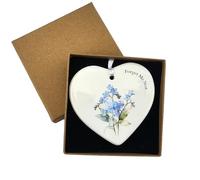 Generic Forget me not Sympathy Gift - Ceramic Heart Ornament Memorial Bereavement Gifts with Gift Box - Sorry for Your Loss Gift - Condolence Gift