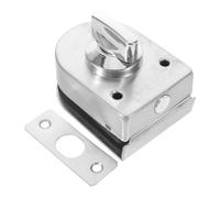 Generic Frameless Glass Door Floor Bolt Lock with Hand-Turn Knob, Clamp-on Stainless Steel Sliding Door Foot Latch for Shopfront and Cabinet Security