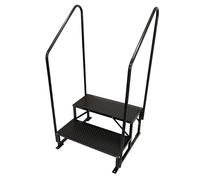 Generic Freestanding Caravan Double Step 2 Tread with 2 Handrails (Non Slip Mats Bolt Down Stairs Access)