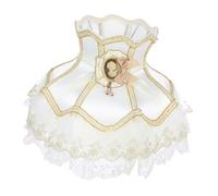 Generic French Floral Princess Lamp Shade with Lace Trim 25cm Scalloped Dome Fabric Light Cover for Table and Floor Lamps Romantic European Style