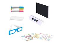 Generic from The 80s LED Drawing Tablet With Extras Includes Wipe Board Cloth 3D Glasses Pattem Paper LED Lamp Holdte Transparent Drawing Board Erasable Type Fluorescent Plate Pen Cubes for Kids (B,