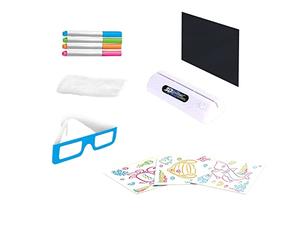 Generic from The 80s LED Drawing Tablet With Extras Includes Wipe Board Cloth 3D Glasses Pattem Paper LED Lamp Holdte Transparent Drawing Board Erasable Type Fluorescent Plate Pen Cubes for Kids (B,
