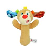 Generic Funny Animal Hand Bell Rattle Stick Plush Toy with Build-in Rattle Sound, Ideal for Baby's Recognition and Grasping, Suitable for Kids Elephant/Deer/Owl, Premium Plush Material (Puppy A)