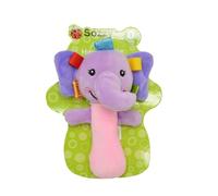 Generic Funny Animal Hand Bell Rattle Stick Plush Toy with Build-in Rattle Sound, Ideal for Baby's Recognition and Grasping, Suitable for Kids Elephant/Deer/Owl, Premium Plush Material (Purple