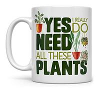 Generic Funny Coffee Mug Plant Lover Coffee Mug, Houseplant Tea Cup, Gardner Landscape Green Thumb Gifts, Yes I Really Do Need All These Plants white 11 Oz
