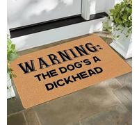 Generic Funny Dog Doormat, Warning: The Dog's A Dickhead, Velvet, 75*44cm, Unisex, Indoor, Rectangular, Low Pile, Machine-Woven, Water Resistant, Non Slip, Spot Clean Only