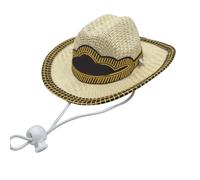 Generic Funny Mexican Sombrero Hat Adjustable Dog Cat Cowboy Cap for Outdoor Activities 13.5cm (Beige)