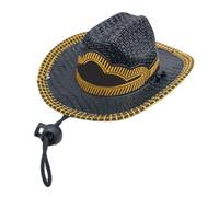 Generic Funny Mexican Sombrero Hat Adjustable Dog Cat Cowboy Cap for Outdoor Activities 13.5cm (Black)