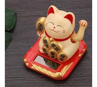 Generic Funny Solar Powered Beckoning Lucky Cat Waving Fortune Cat for Office and Home Decor Eco-Friendly Plastic (Gold)