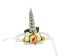 Generic Funny Unicorn Pet Party Hat for Puppy and Cat in Silver Cloth Material, Adorable Costume Accessory for Halloween and Parades