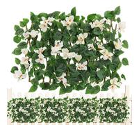 Generic Garden Fence Screening | Artificial Ivy & Violet Flower Privacy Hedge | Expandable, Adjustable, Realistic, UV-Blocking, Easy Setup, Perfect for Gifting