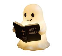 Generic Ghost Pumpkin Night Light, Halloween Ghosts Pumpkin Lamp, Cute 3D LED Spooky Ghost Statue Lamp, Resin Mini Gothic Light Up Desktop Ornaments for Home Bookshelf Tabletop-L [Energy Class A]