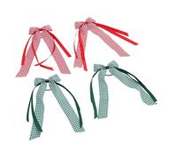 Generic Gingham Hair Bows Scrunchies Stylish Accessories for Fashion Lovers Polyester 2 Pairs (Red Green)