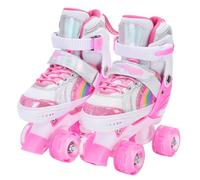 Generic Girls Adjustable Roller Skates with Flashing Wheels ABEC-7 Bearing Triple Protection for Ages 3-12 Indoor Outdoor Skating PU+Mesh (Medium size 32-37)