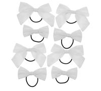 Generic Girls Elastic Hair Ties 10pcs Simple White Bows Hair Accessories for School Little Girls Hair Ties White Mini Bows