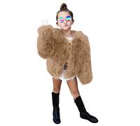 Generic Girl's Khaki Faux Fur Coat, Size 6-7 Years, Long Sleeve, Winter, Cold Weather Protection