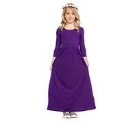 Generic Girl's Toddler Dress Above Knee Long Sleeve Purple Solid 7-8 Years