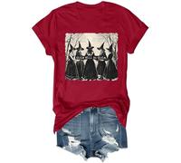Generic Girls Will Be Girls Witch T-Shirt, Halloween Witch Shirts for Women Claret, L