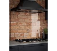 Generic Glass Kitchen Splashback 6mm Toughened, Clear, 900mm, Clear Glass | Protects walls from steam, stains and splashes behind hobs, includes a full fixing kit with matt black caps.