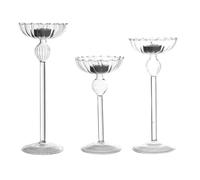 Generic Glass Pillar Candle Holder Elegant European Style Unique Candlestick 3pcs with Delicate Details and Fine Workmanship, Decorative Candle Stand for Wedding and Home Décor