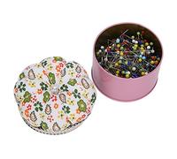 Generic Glass Pin Needle Tinplate Box 500Pcs Set Strong Durable Sewing Crafts for Wedding Flowers, Dress Marking, 3.1 X 2.8in