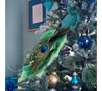 Generic Glitter Peacock Christmas Ornaments, Artificial Peacock Birds with Long Tail, Simulated Peacocks Decorations For Xmas Wedding Home Party Decor
