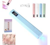 Generic Glo Nail Stickers Kit with UV Light, Portable Mini Nail Lamp, Handheld UV Light for Gel Nails, 400mah Rechargeable, LED Display, 2 Timer Setting (Blue)
